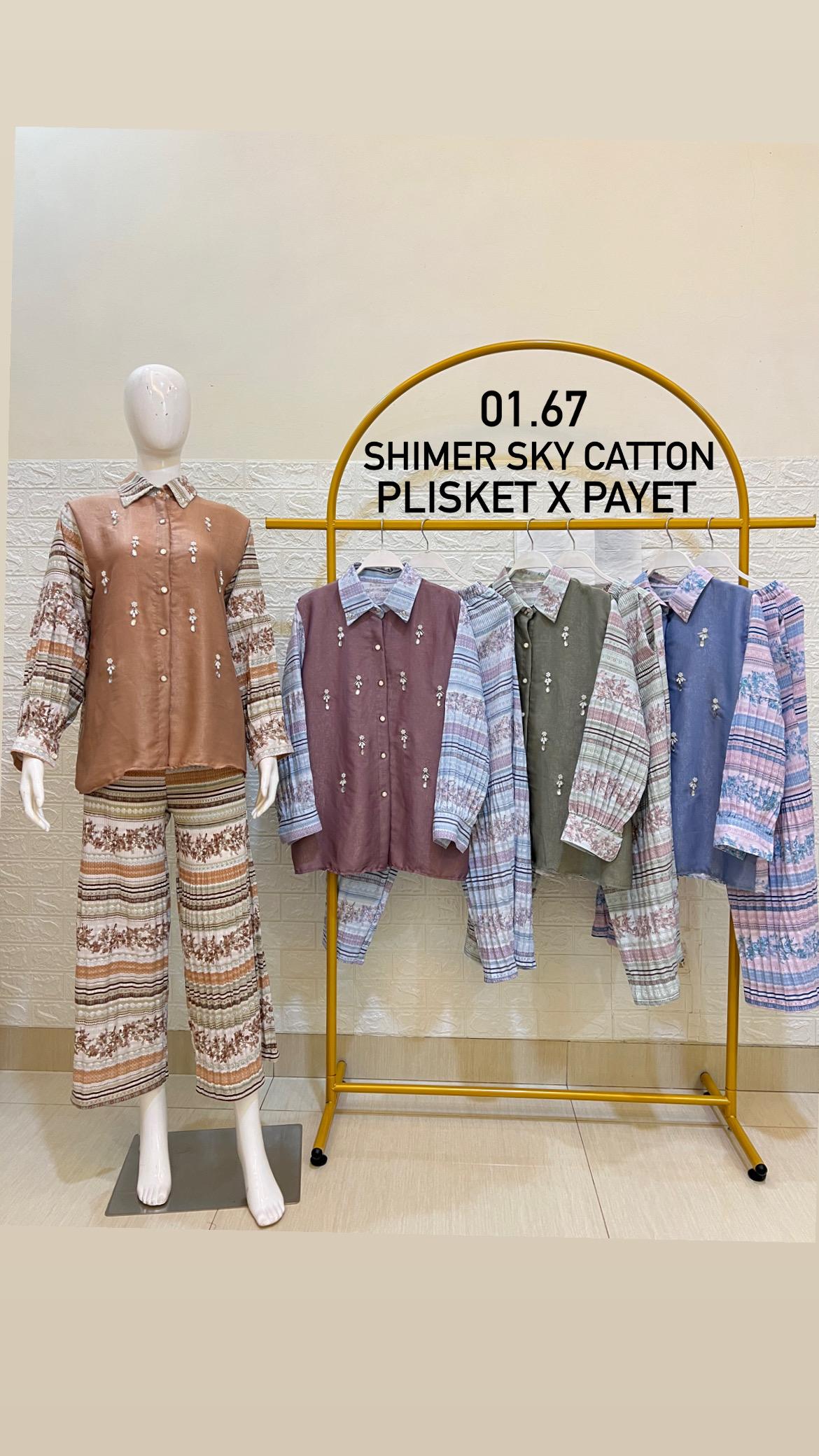 Setelan Shimer Sky Catton Plisket Payet