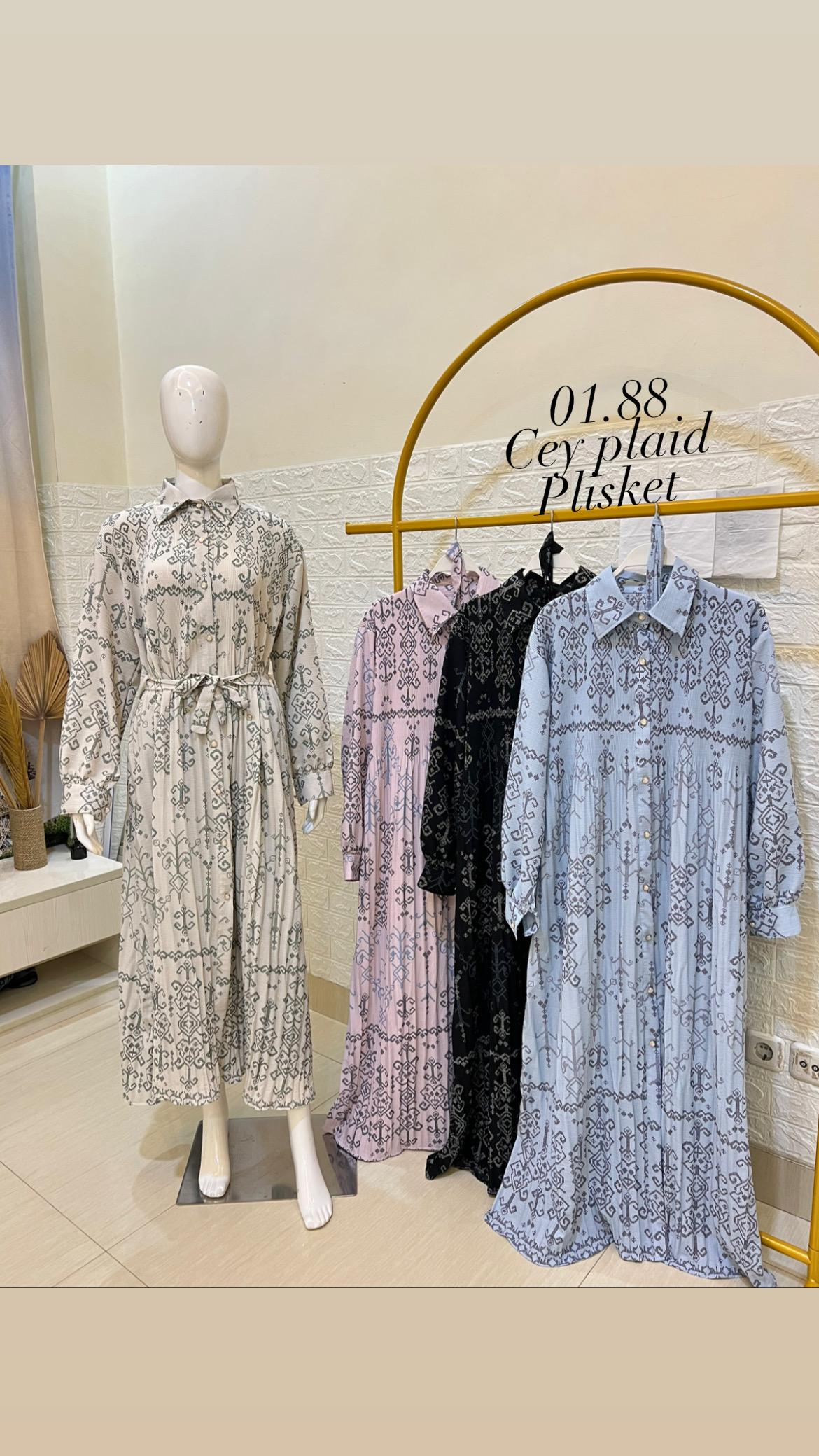 Gamis Cey Plaid Plisket