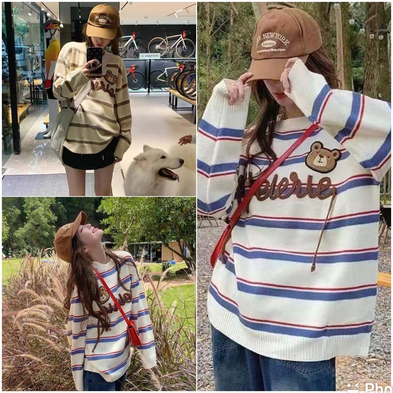 Rajut Wanita Strip Belang