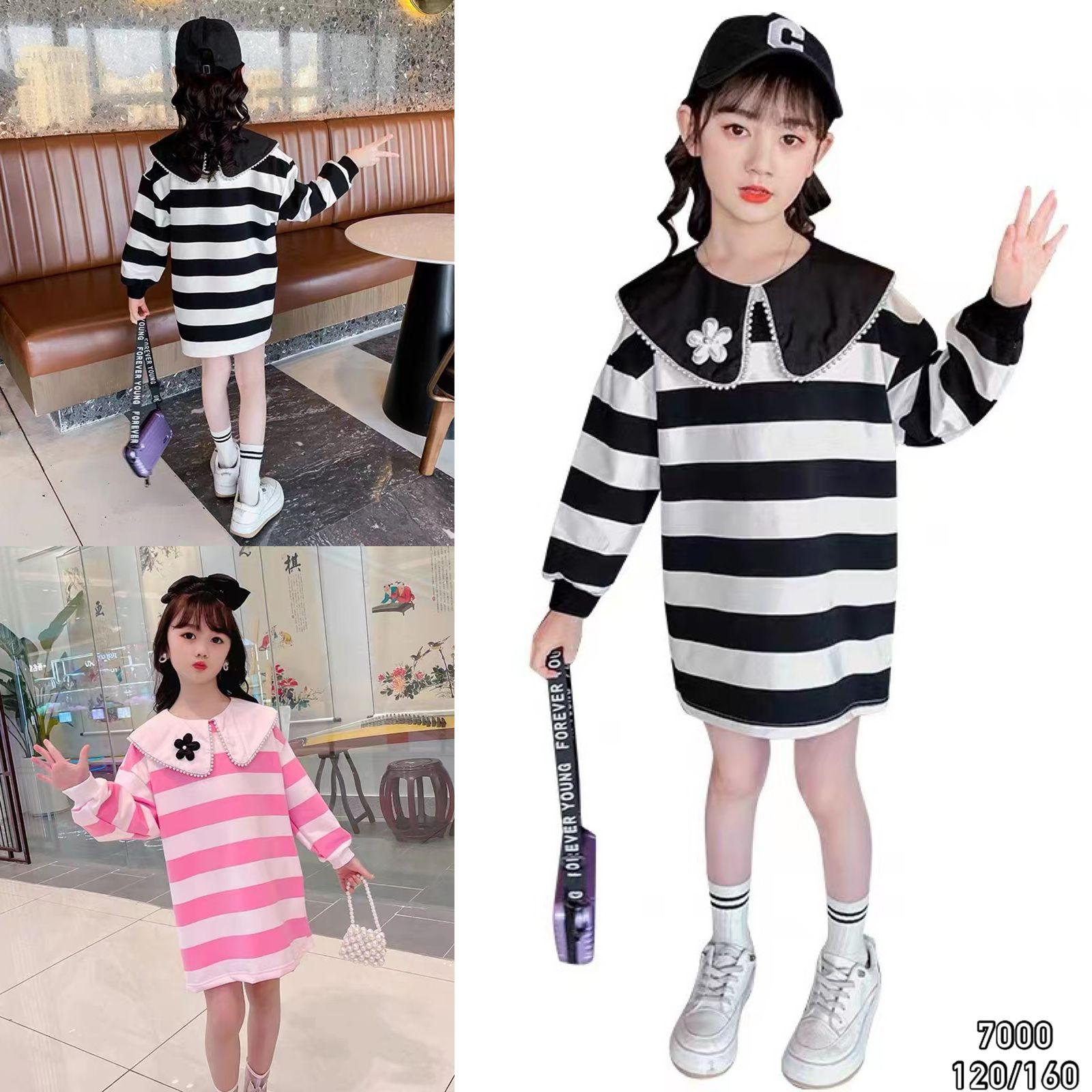Mini Dress Lengan Panjang Anak Strip